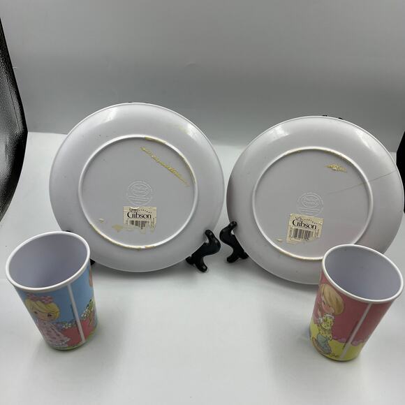 Vintage Precious Moments Kids Plate & Cups Set GIBSON 2006 CRACKED - Picture 5 of 10